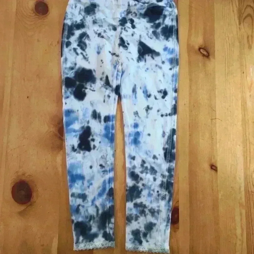NWOT Tie dye set with Gap Kids leggings lace trim blue black girls S